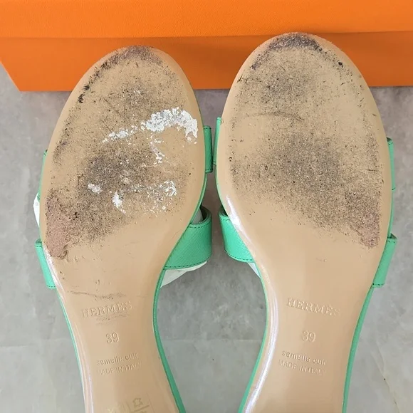 Hermes Women's Oasis Sandals Leather Size 9/ 39 With Box - Picture 6 of 7